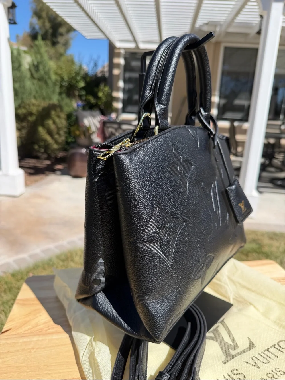 NEW LV Print Black Empreinte Monogram Palais Embossed Shoulder Bag Gold